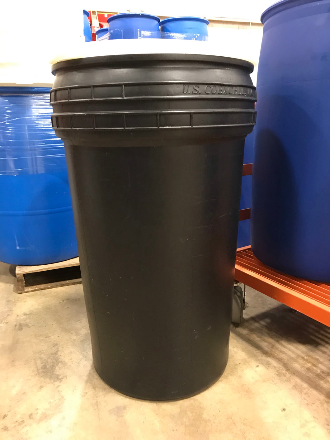 55-gallon open top plastic barrel